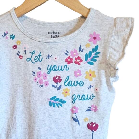 Carter's Matching Outfit Short Sleeves Shorts Ruffle Floral Toddler Girl 3T - Picture 2 of 8